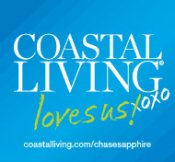 Coastal Living logo with the text “loves us xoxo” and the web address coastalliving.com/chasesapphire for Black Walnut Point Inn media.